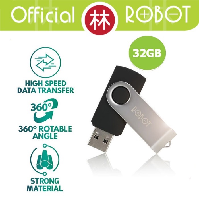 ROBOT Flashdisk RF104 4GB 32GB Package Garansi Resmi 1 Tahun