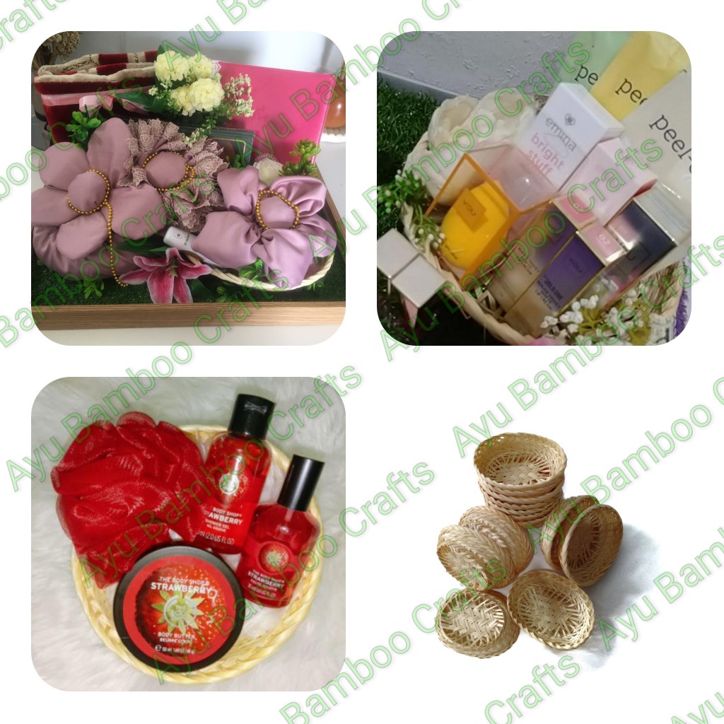 

1 Lusin Keranjang Bambu Oval Mini Sangat Lucu Untuk Kemasan Produk - Souvenir Oval - Parcel Oval Mini - Parcel Snack - Kiyowo