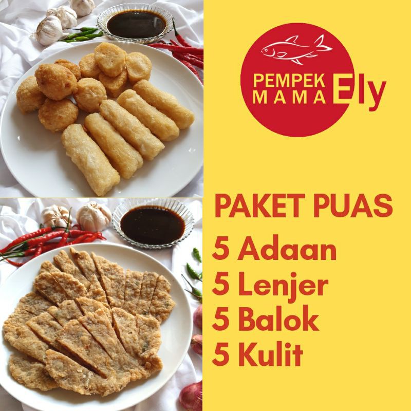 

Pempek Paket Puas isi pempek kulit, adaan, lenjer, balok HALAL