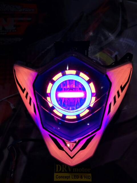 PROJIE SATRIA FU FACELITE LED 40W HI-LOW DAN SENJA RGB DENGAN REMOTE 44 KEY