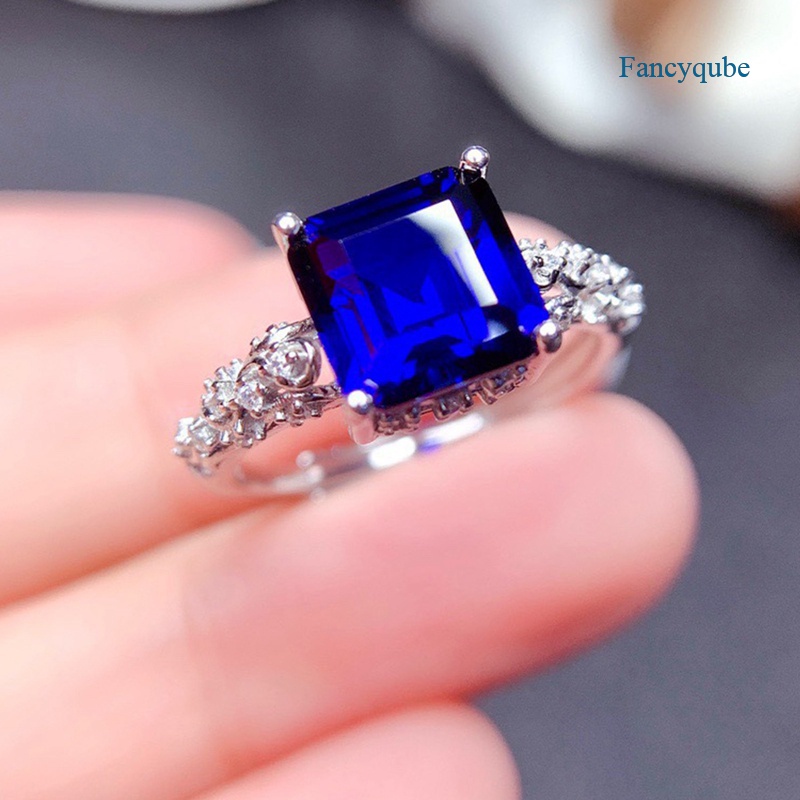 Fancyqube Cincin 925 Silver Bentuk Kotak Hias Cubic Zirconia Aaa Untuk Wanita