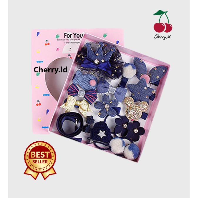 Cherry COD Aksesoris Ikat Jepit Rambut Anak Cute  / Children's Hairpin Hair Circle Gift Box / Pita Rambut Anak / Karet Rambut Anak PT03
