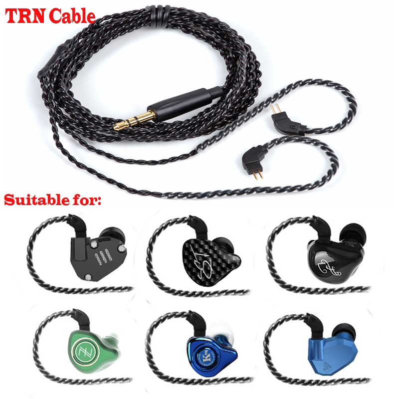 Trn 0.75 0.75 2 Pin Kabel Upgraded dengan Mic untuk V80 es4 zs6 zst tfz SE215