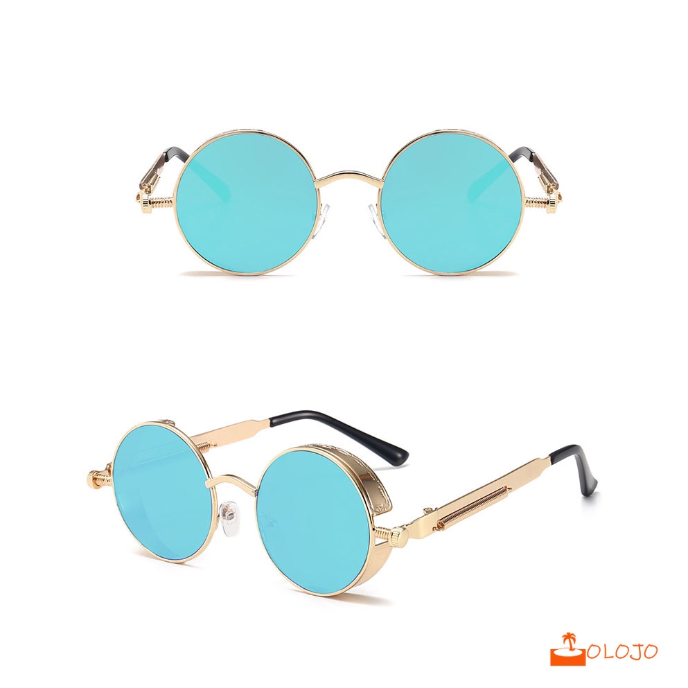 OLOJO Kacamata Hitam Vintage Sunglass Terpolarisasi Steampunk Putaran Kacamata