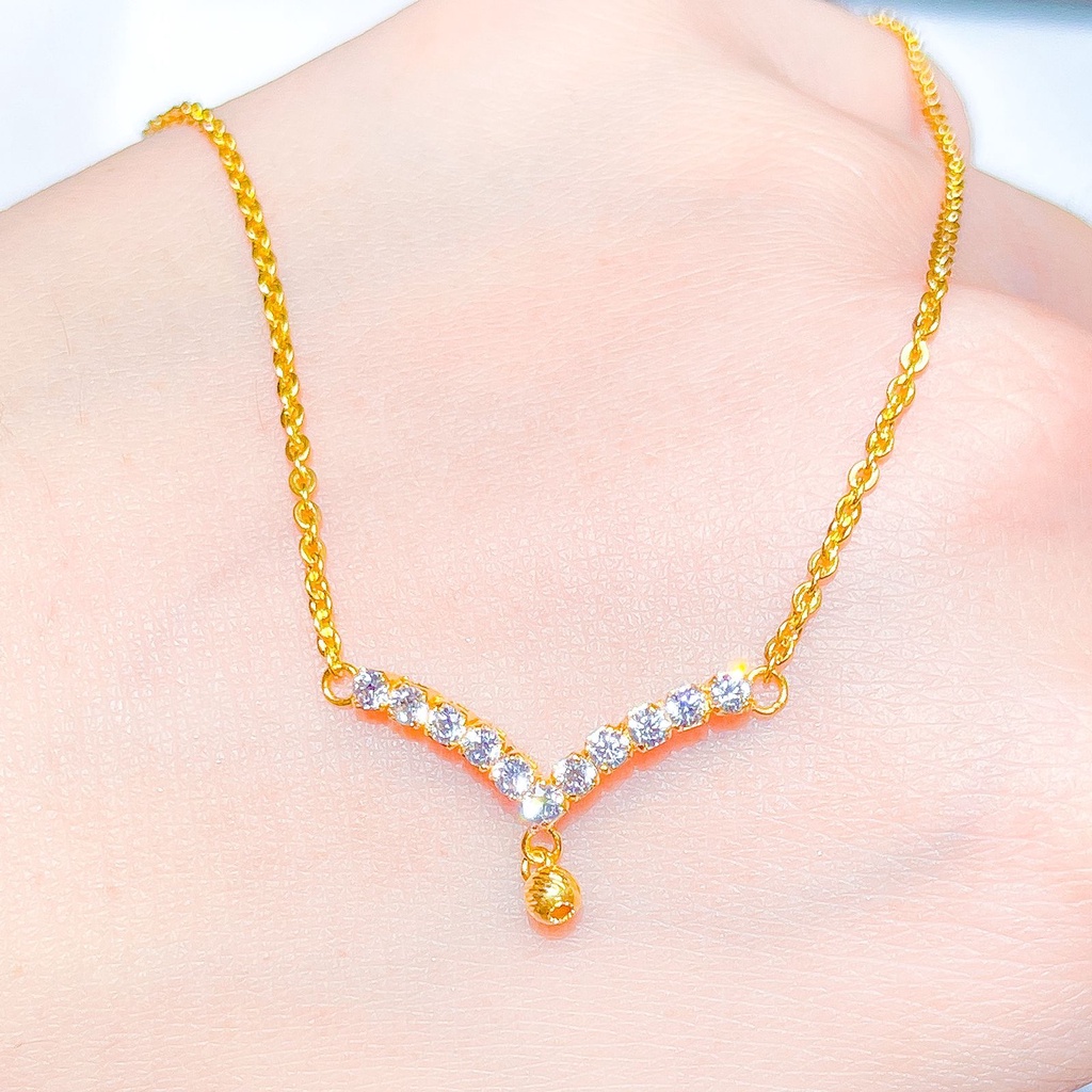 Kalung set anak dan dewasa emas asli kadar 700 70 16k Aurel Fuji V like diamond liontin tali rantai polo holo mainan merica ukir kilat ringan 2 dua gram gr g 42 cm gold