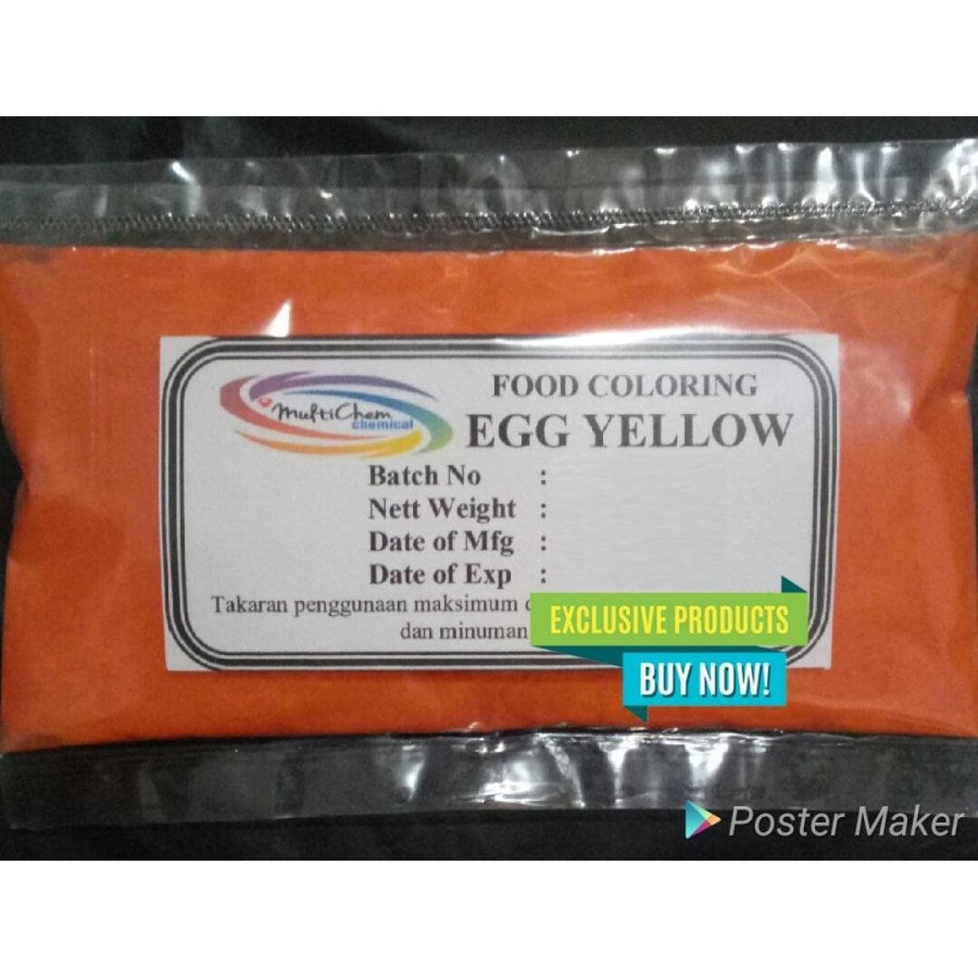 

PEWARNA MAKANAN EGG YELLOW / KUNING TELUR FOOD GRADE. 100gr hs