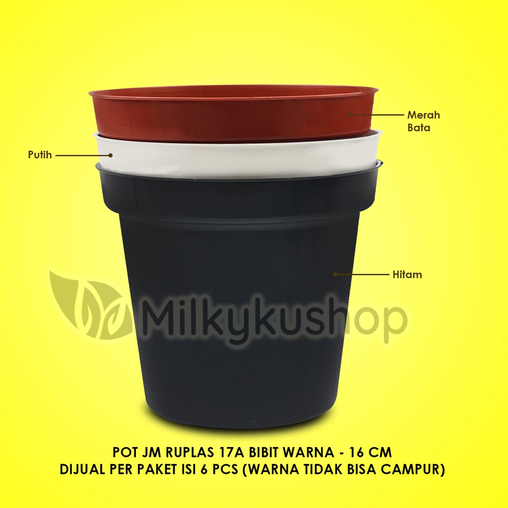 POT JM RUPLAS 17A BIBIT WARNA 16 CM - PAKET 6 PCS - POT BUNGA TANAMAN