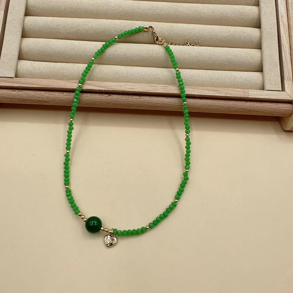 Manik-manik Kristal Warna-Warni Buatan Tangan Kalung Fashion Senada Rantai Klavikula