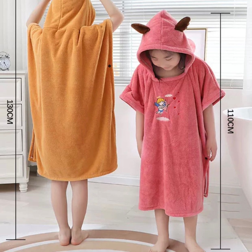 Utama Jakarta Baru - Handuk Mandi Anak Dengan Model Mantel Motif RUSA/Handuk Ponco/Handuk Renang Anak/Handuk Jubah Anak