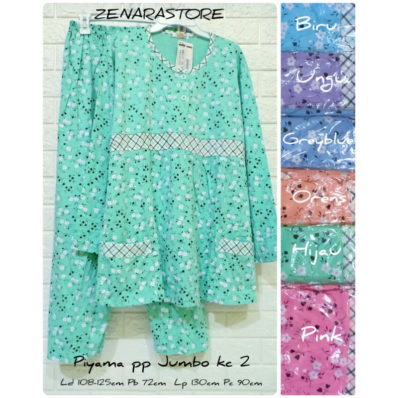 Piyama wanita pp jumbo Tiana by sofie babydoll baju tidur big size lengan panjang Ld 108-125cm