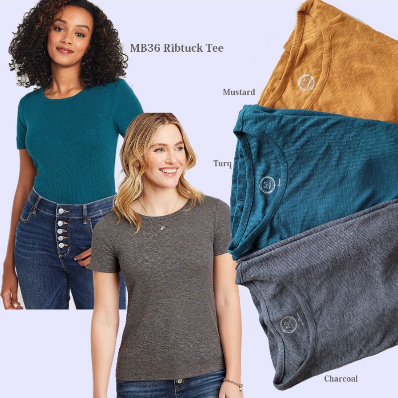 Maurices Ribbed Knit Top - Kaos Katun Ribbed Stretch Daily Full Tag - Tuck Tee