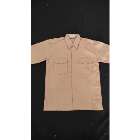 BAJU PENDEK PRAMUKA SAKU DUA SMP/SMA COKLAT SUSU COKLAT TUA [ ECER & GROSIR ]