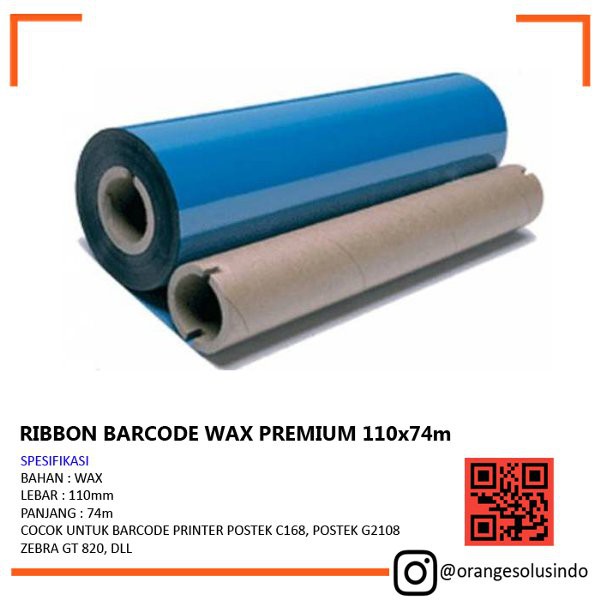 RIBBON WAX PREMIUM 110x74 - RIBBON WAX - RIBBON BARCODE 110x74 - RIBBON WAX MURAH