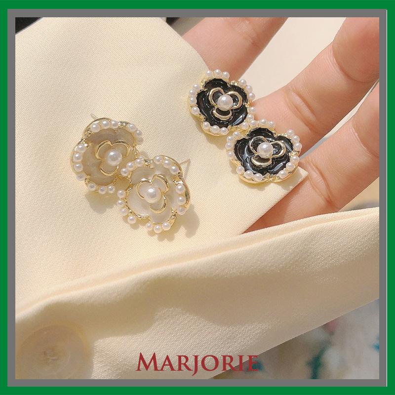 Anting Stud Silver Needle Bentuk Bunga Camellia Gaya Vintage -MJD