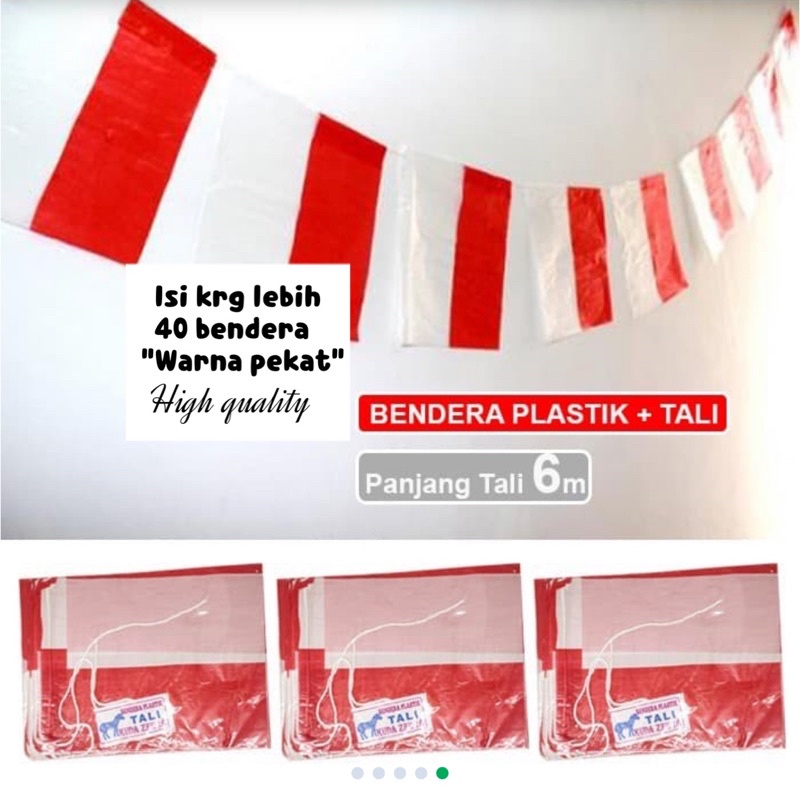 bendera plastik + tali dekorasi hut ri kemerdekaan bendera merah putih 17 agustus high quality