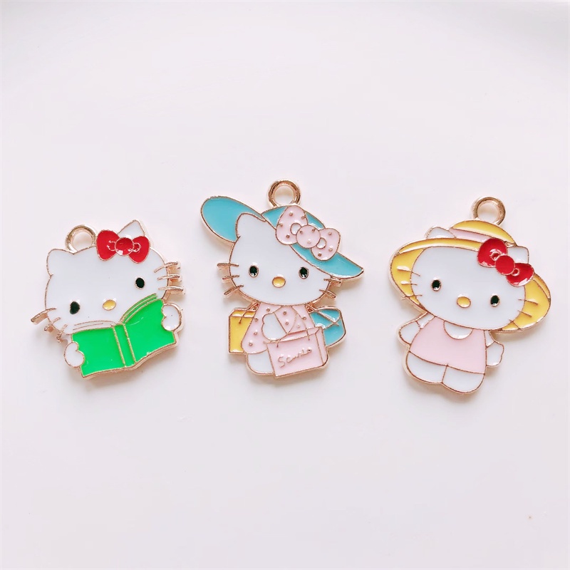 4pcs Liontin Kalung Bentuk Kartun Kucing Untuk Membuat Perhiasan