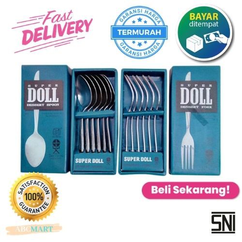 [BISA COD] Sendok Makan Garpu Makan Super Doll Set Isi 12 Harga Ekonomis