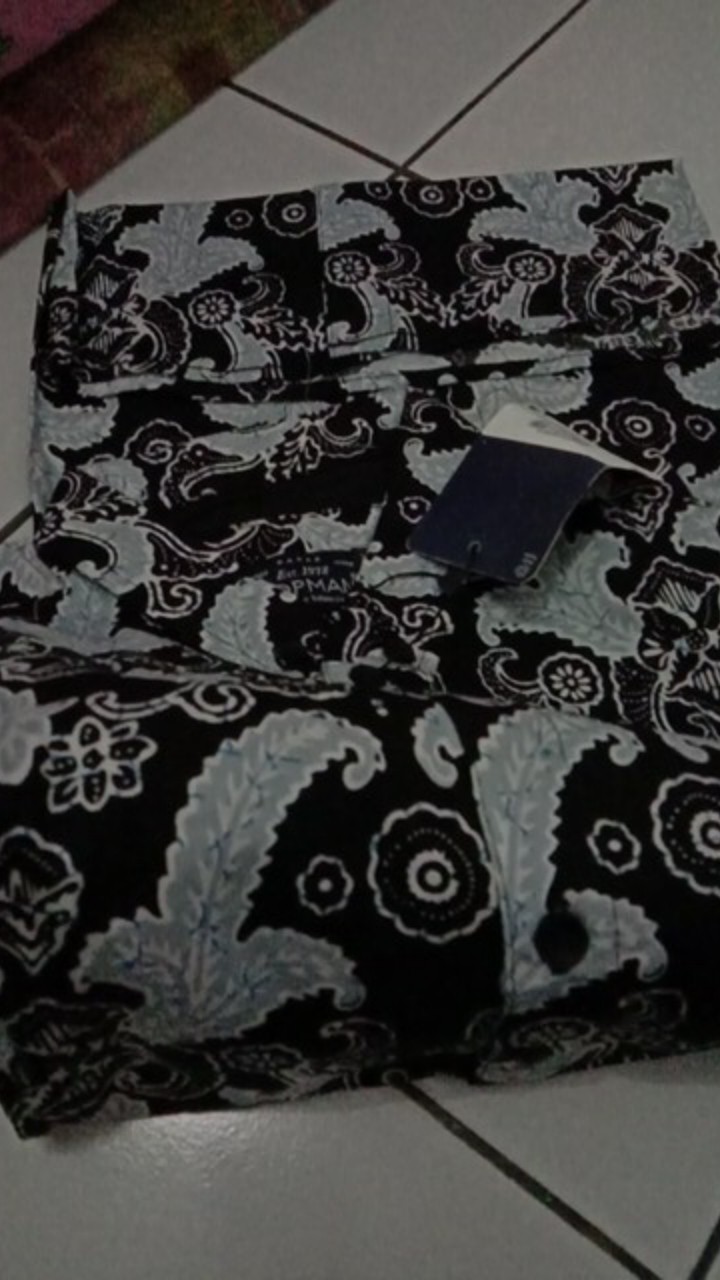 Credomenstore Kemeja Batik Pria Lengan Panjang Biru Coklat