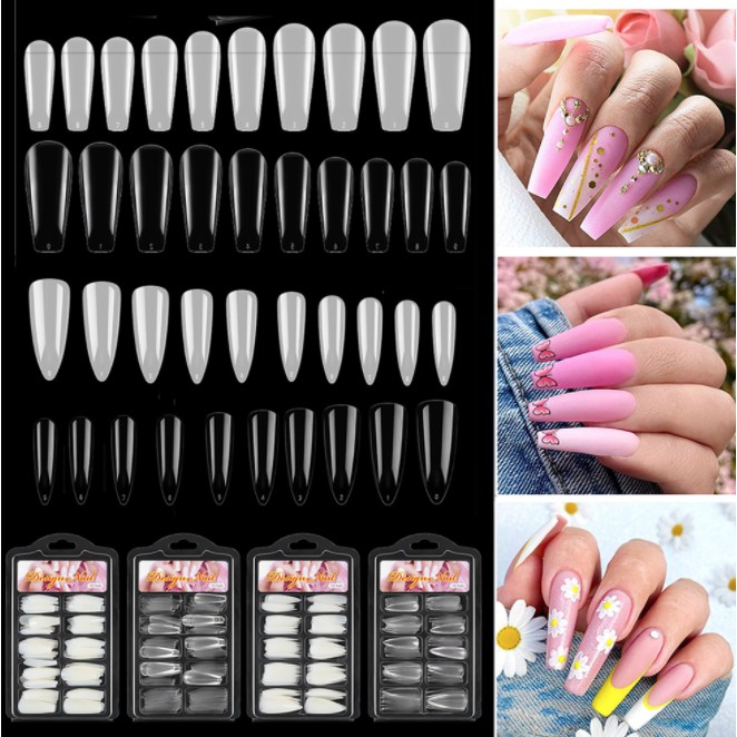 Kuku palsu isi 100 pcs kuku nail art / Transparent Nail Art Tips Acrylic / 100pcs Kupal Natural Nail