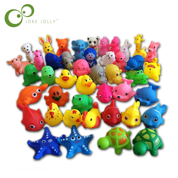 13Pcs Lovely Mixed Animals Colorful Soft Rubber Float Squeeze Sound Squeaky Bathing Toy For Baby