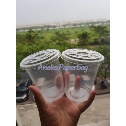 Cup PP 14oz PolyCup Tutup FLAT/ Gelas PP 14oz Best Seller