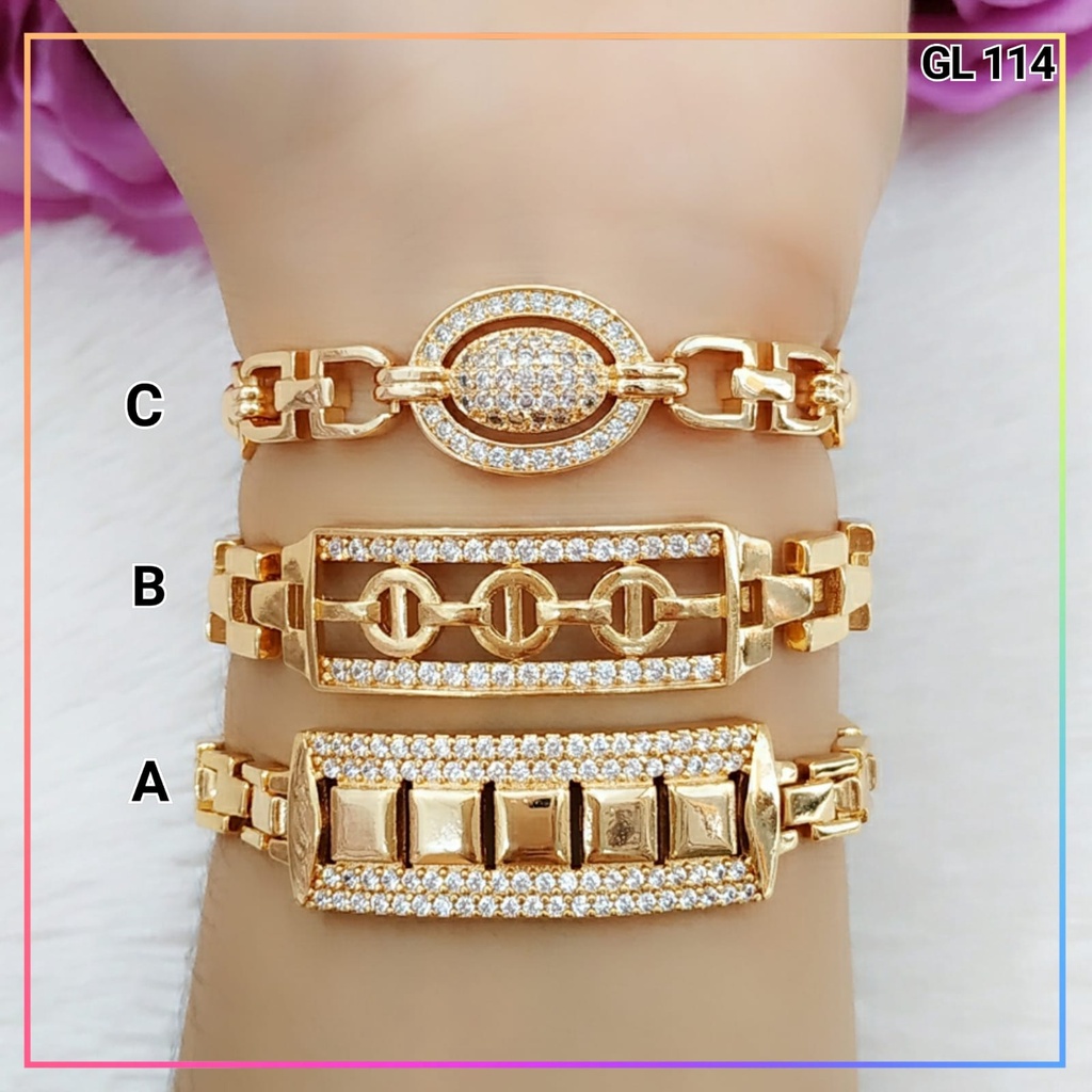 Gelang xuping gelang dewasa rantai tebal kotak mewah perhiasan lapis emas gold 18k GL 114