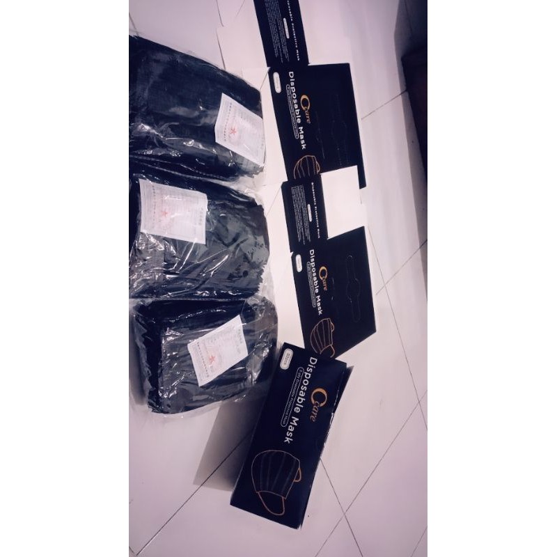 Masker Medis hijab hitam 3ply isi 50pcs