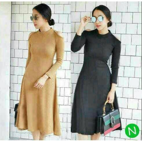 Murah sabrina dress terusan baju gaun polos xl jumbo bigsize dres big size