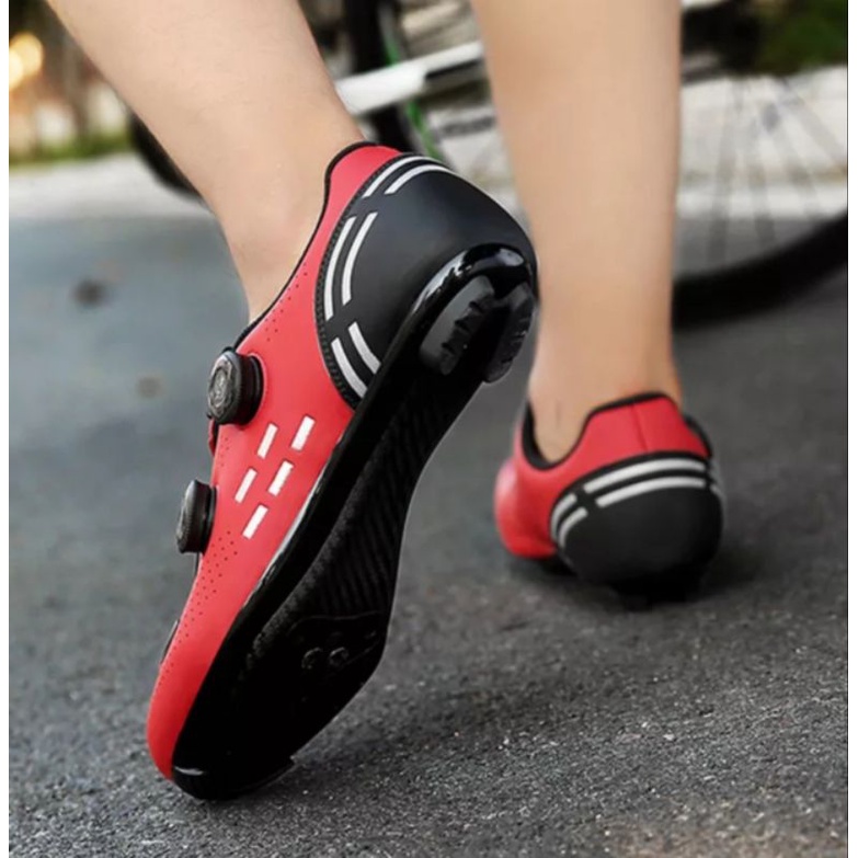 Sport Sepatu Sepeda Non Cleat Bicycle Shoes Non Cleats Sepatu Sepeda Gowes 2 BOA Red