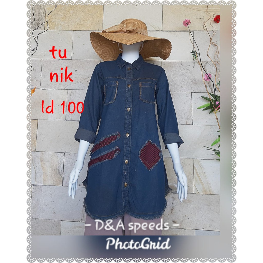 TUNIK WANITA JEANS / ATASAN JEANS / BAJU WANITA / BAJU ABG