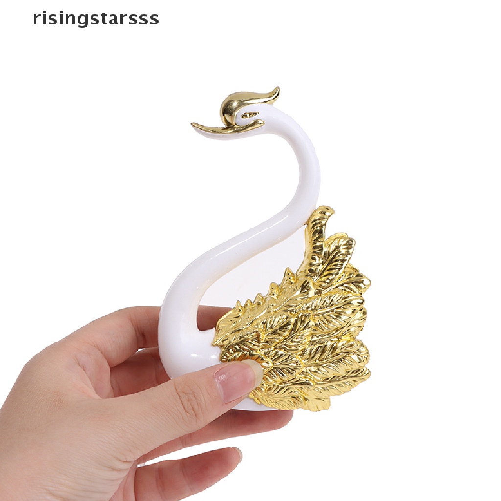 Rsid Span-new 2Pcs Romantic Crown Swan Cake Topper Kue Dessert Baking Decor Hiasan Perlengkapan