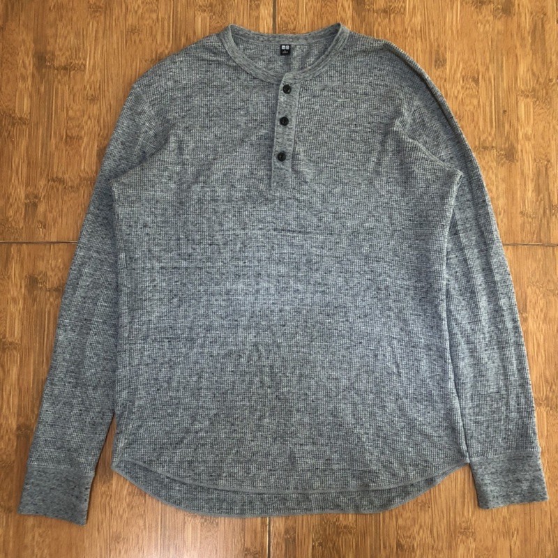 Uniqlo - Waffle Henley Neck Long Sleeve [Grey]