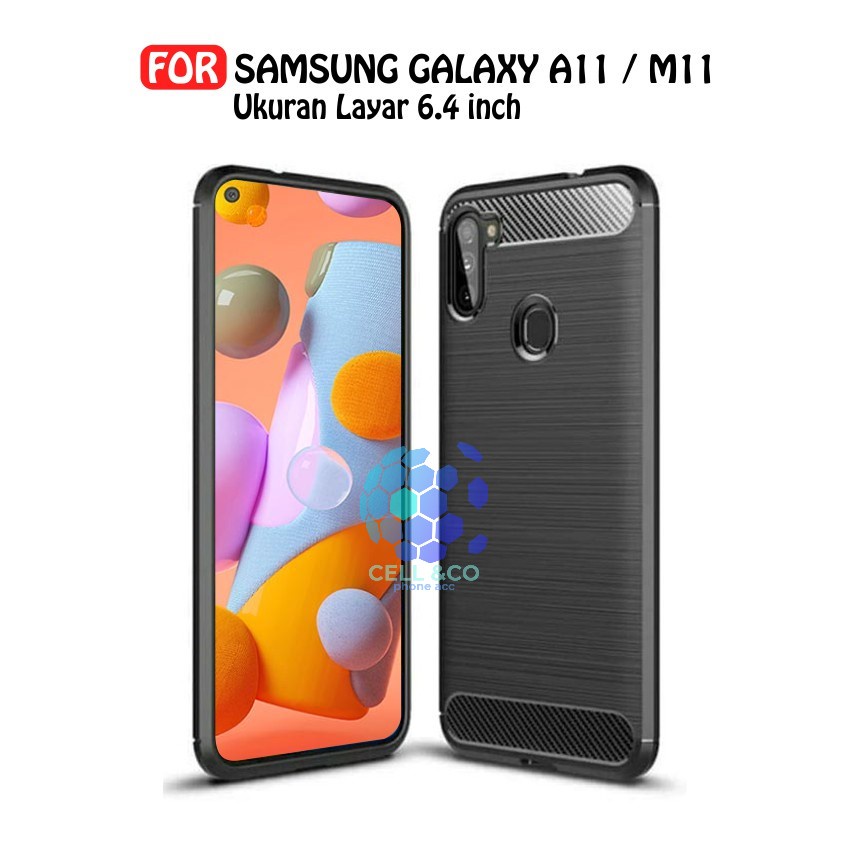 CASE CARBON SAMSUNG A11 M11 casing hp silikon softcase case premium carbon cover