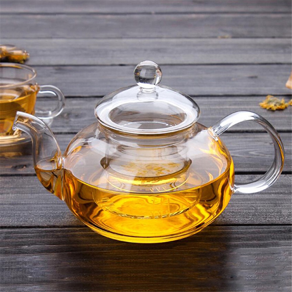 Teko Kaca Teh 400 ml - Clear Glass Kettle Tea - Saringan Teh