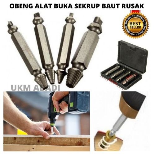 Screw Extractor Obeng Alat Buka Baut Sekrup Rusak Screw Remover 111154