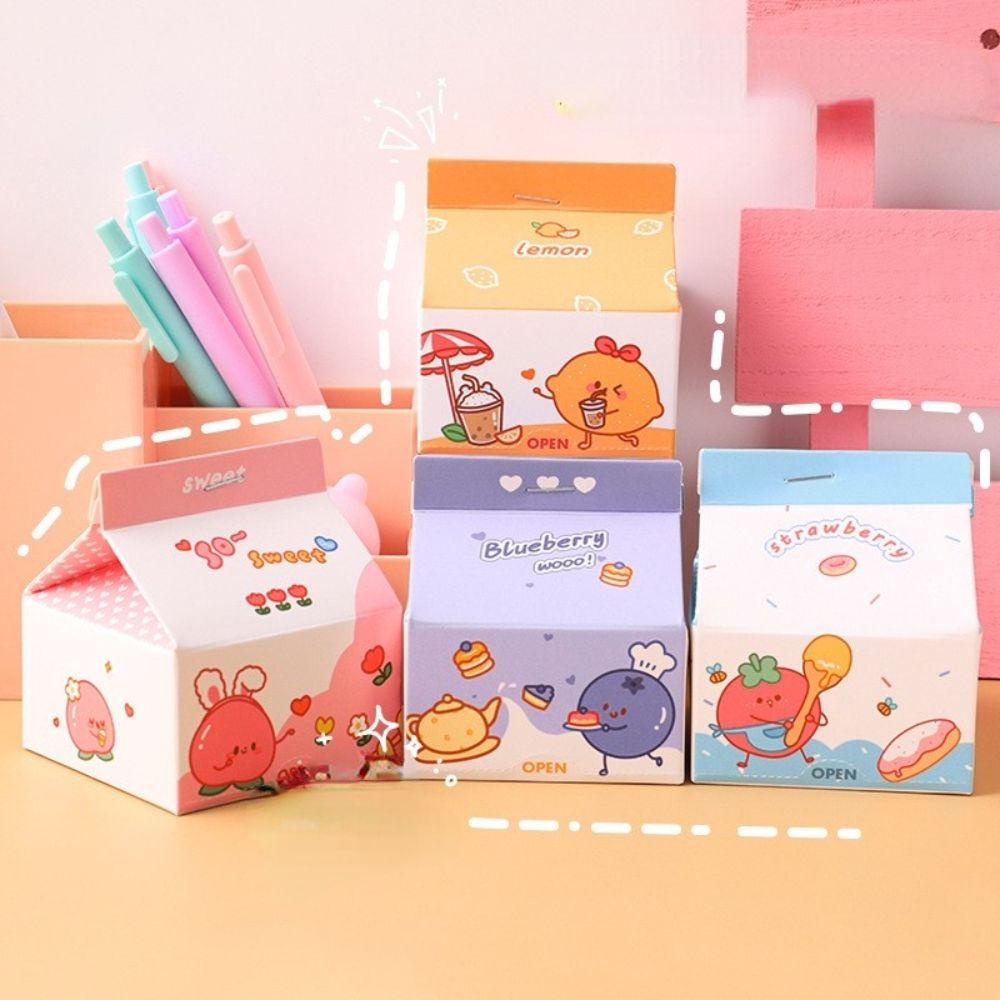 Lanfy Milk Carton Memo Pad Lucu 200lembar Scrapbooking DIY Notepad Alat Tulis Siswa To Do List Pesan Notes