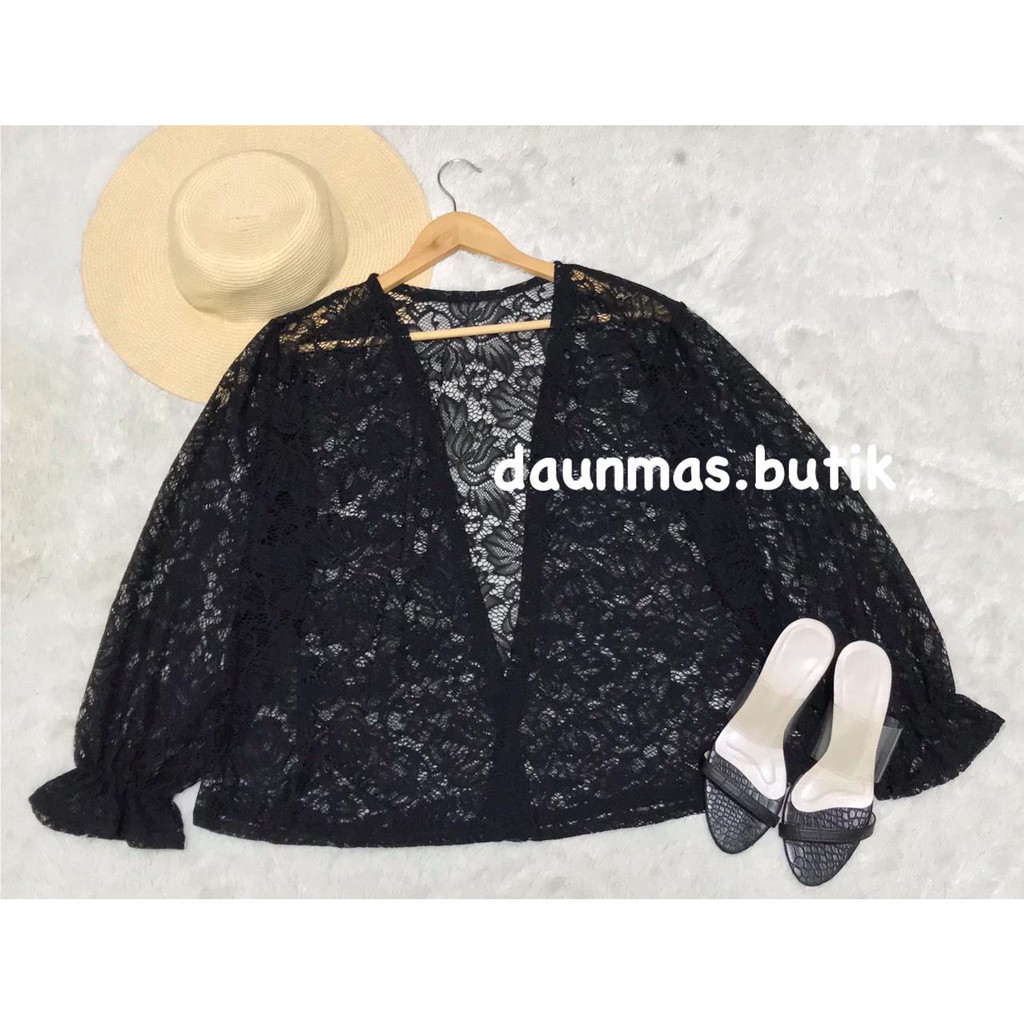 1KG MUAT 6PCS | FAIRY OUTER KARDIGAN BROKLAT BALONA HITS SELEBGRAM FASHION GROSIR WANITA MURAH-FAIRY BLACK