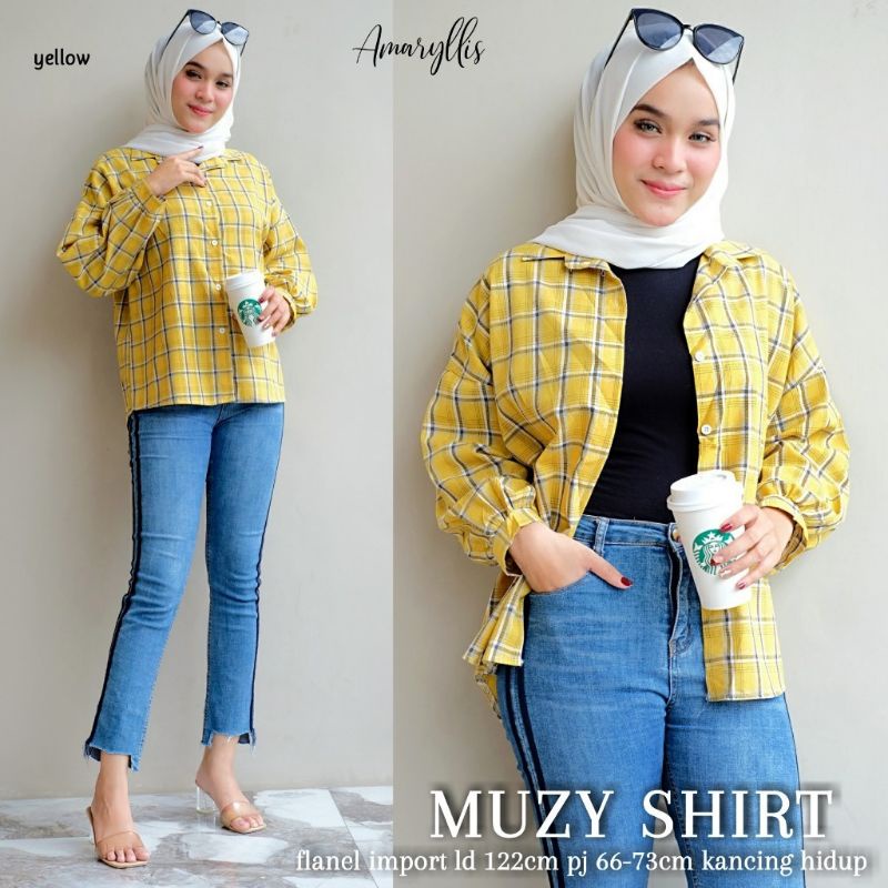 Kemaja Wanita Kekinian Terbaru Muzy Shirt by Amaryllis Kemeja Bagus Wanita Dewasa Murah Kemeja Impor