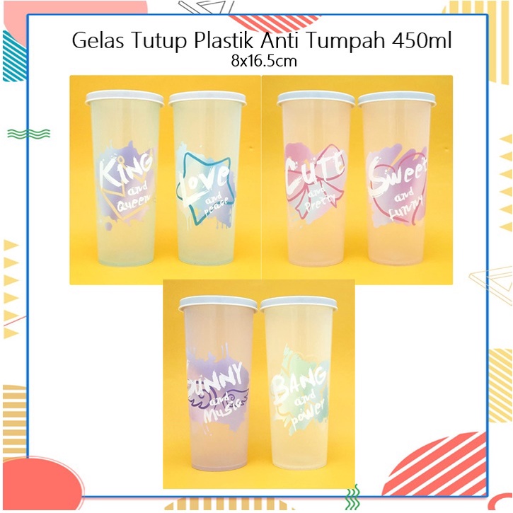 Gelas Tutup Plastik Anti Tumpah 450ml