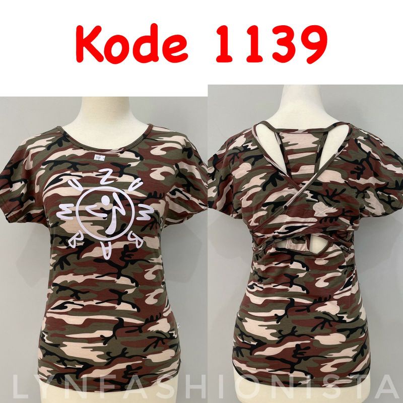 LYNFASHIONISTA-BAJU SENAM WANITA LORENG/KAOS OLAHRAGA ARMY/1140