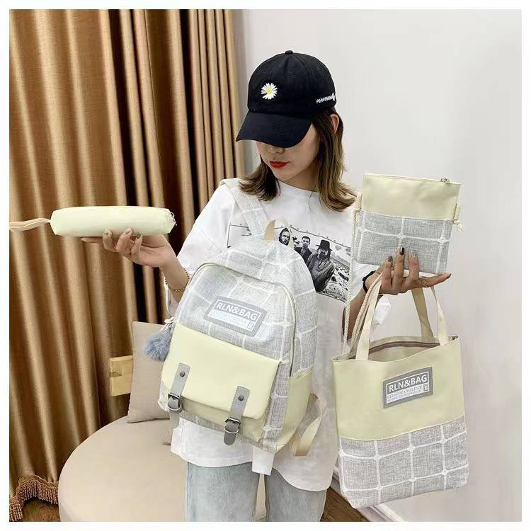 TAS RANSEL IMPORT 4IN1 BACKPACK KANVAS OS190722 MURAH FASHION SEKOLAH KULIAH KERJA