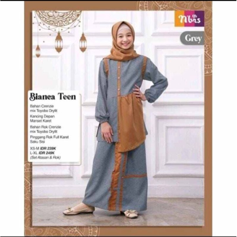 Gamis Anak Nibras Bianca Teen Grey