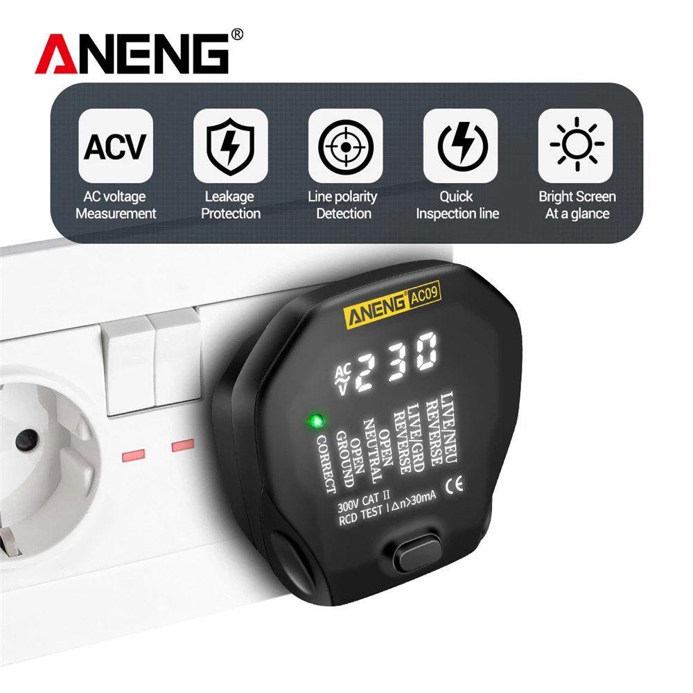 Solighter Digital Smart Socket Tester Digital Display Ground Zero Line Phase Cek RCD Test Tes Tegangan