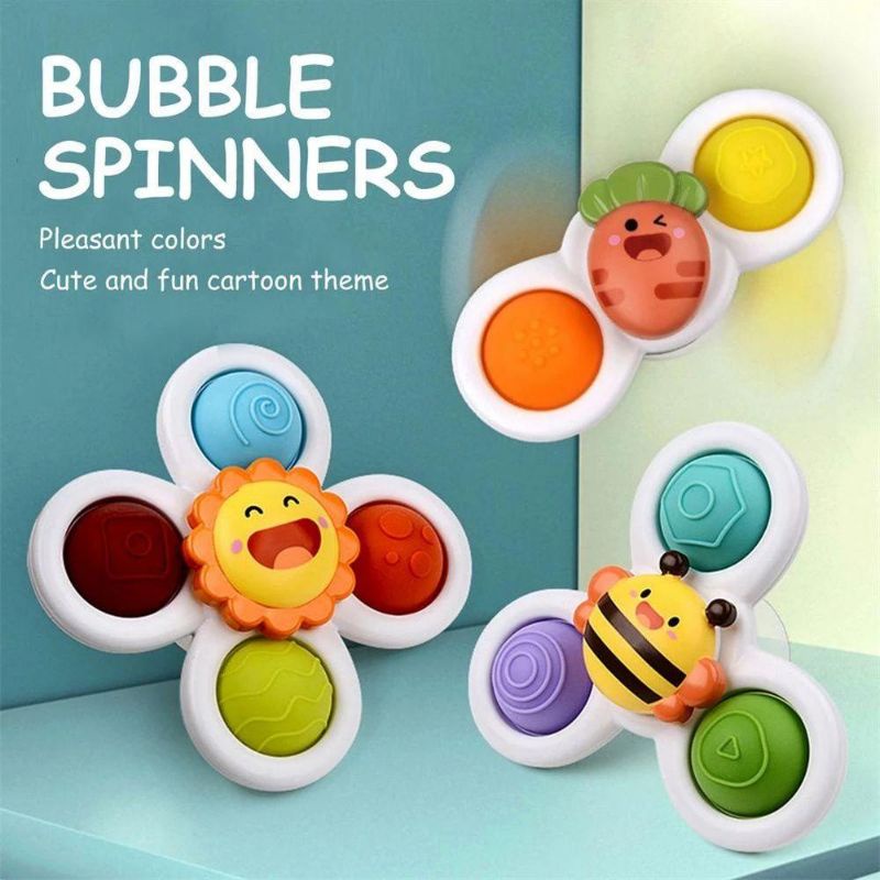 Mainan Sensori Motorik Anak Spinning Sensory Fine Motor Skill Suction Cup Spinner Toy Baby Tummy Time Gasing Spinner Gyro Rattle Kado Bayi Simple Dimple Spinner Pop It Sensory Fidget Bath MPASI Toy Teether Gigitan Mainan Mandi Toodler Dekorasi Kamar Anak