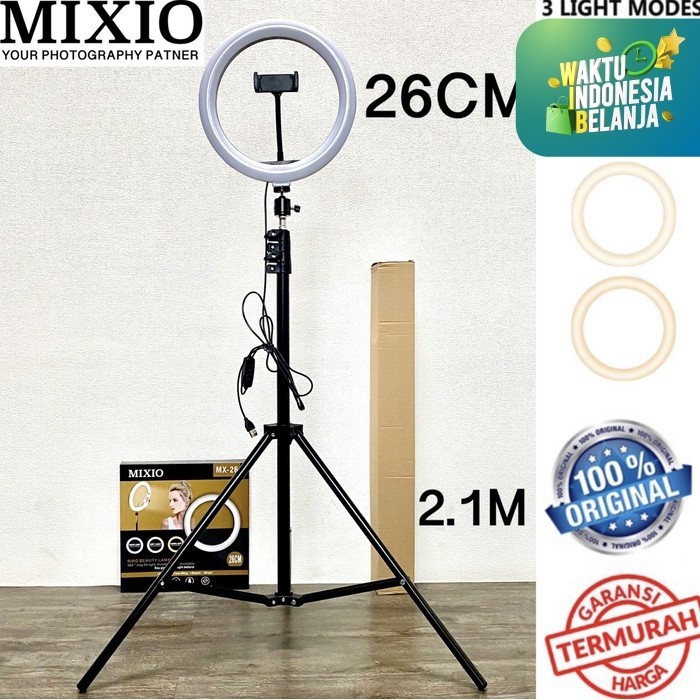 PAKET RING LIGHT 26cm - TRIPOD 2M - HOLDER HP VLOGGER TIKTOK