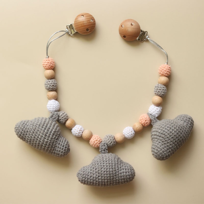 Mary Mainan Rattle Teether Bentuk Awan Rajut Untuk Stroller Bayi