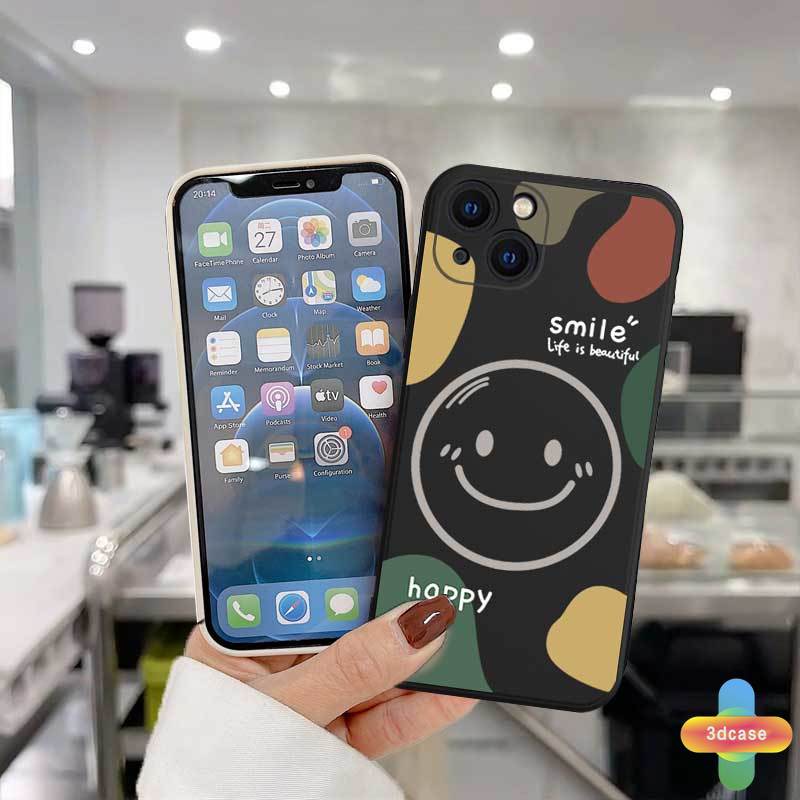 Casing Soft  TPU Case Compatible For IPhone 7 Plus 11 6 6S 8 Plus XR 11 12 13 PRO MAX 11 12 13 mini X XS MAX Se 2020 6SPlus 7Plus 6Plus 8Plus XSMAX A54 A15 A16 A9 A5 A7 A5S Y12 Y20 Couple Happy Smile Graffiti Anti-fall Case