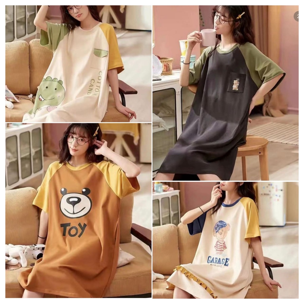 DS022 Daster Liris Daster kaos Wanita Dewasa Import Jumbo Bahan Kaos Premium Motif Terbaru