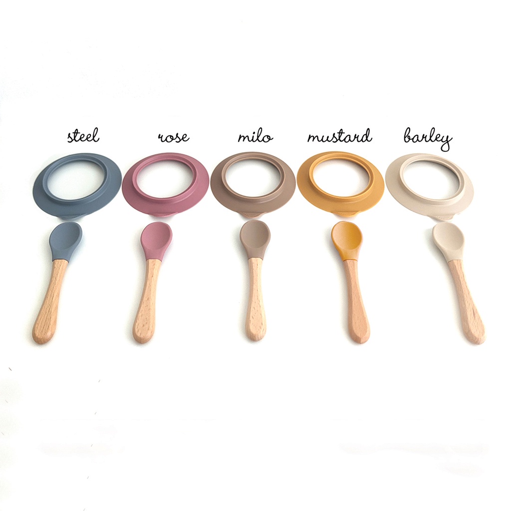 ZOEZOE Bamboo Suction Plate Spoon Set Piring Sendok Makan Anak Bayi Bambu Silikon bukan Eco Rascals