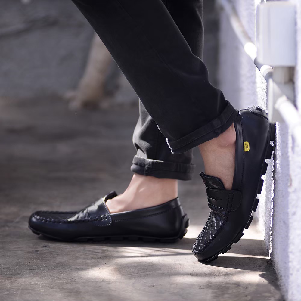 KICK TONE 01 BLACK SLIP ON PRIA KASUAL BS157 BS158 BS159 BS160 BS161 BS16 Slip On Pria Hitam